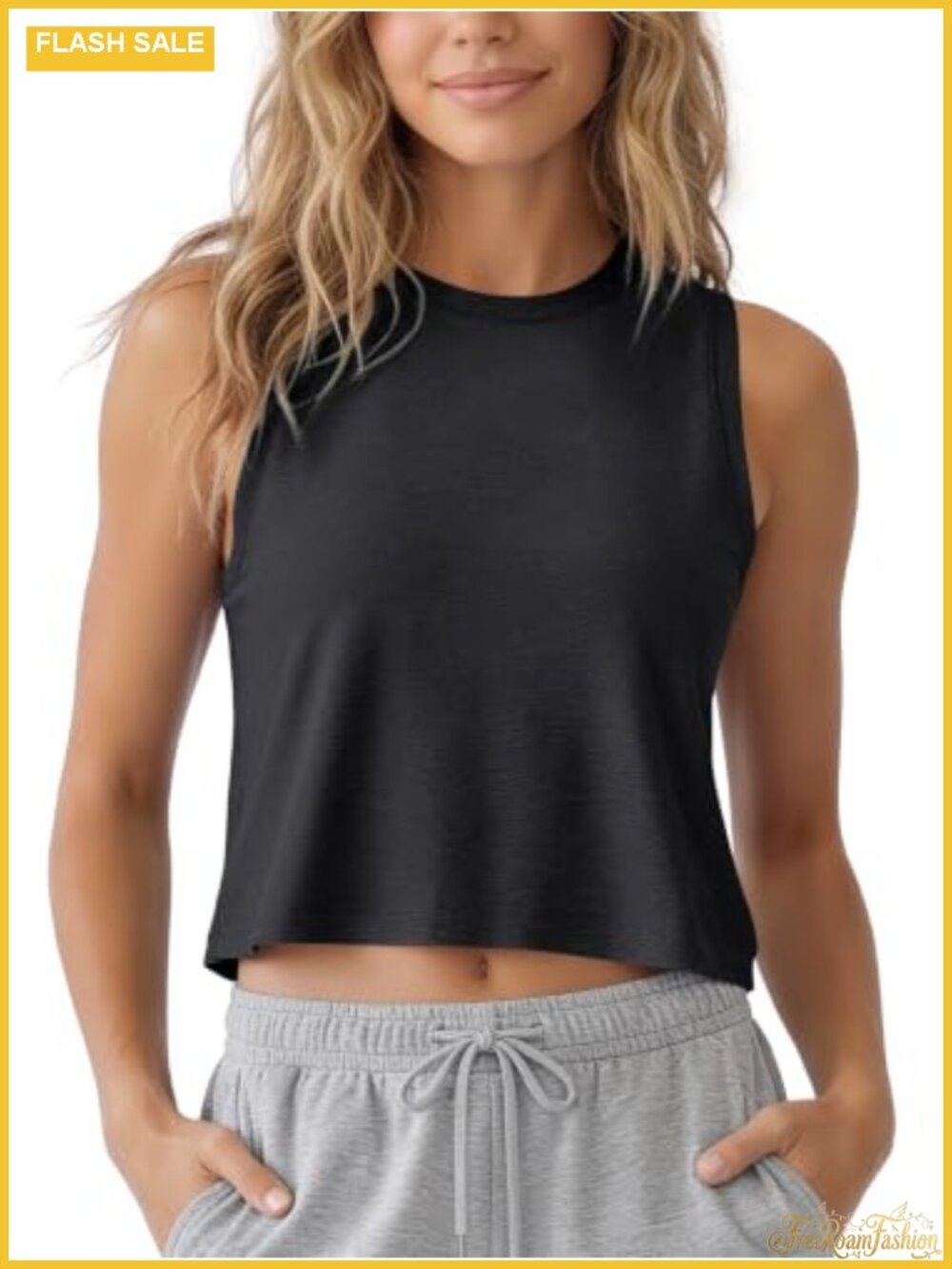Women's Performance Tank Top High Crew Neck Sleeveless Athletic Top UPF 50+